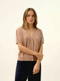 DAN strickjacke v-ausschnitt kurzarm camel meliert
