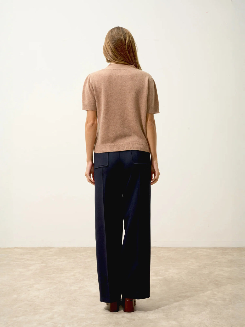 DAN strickjacke v-ausschnitt kurzarm camel meliert