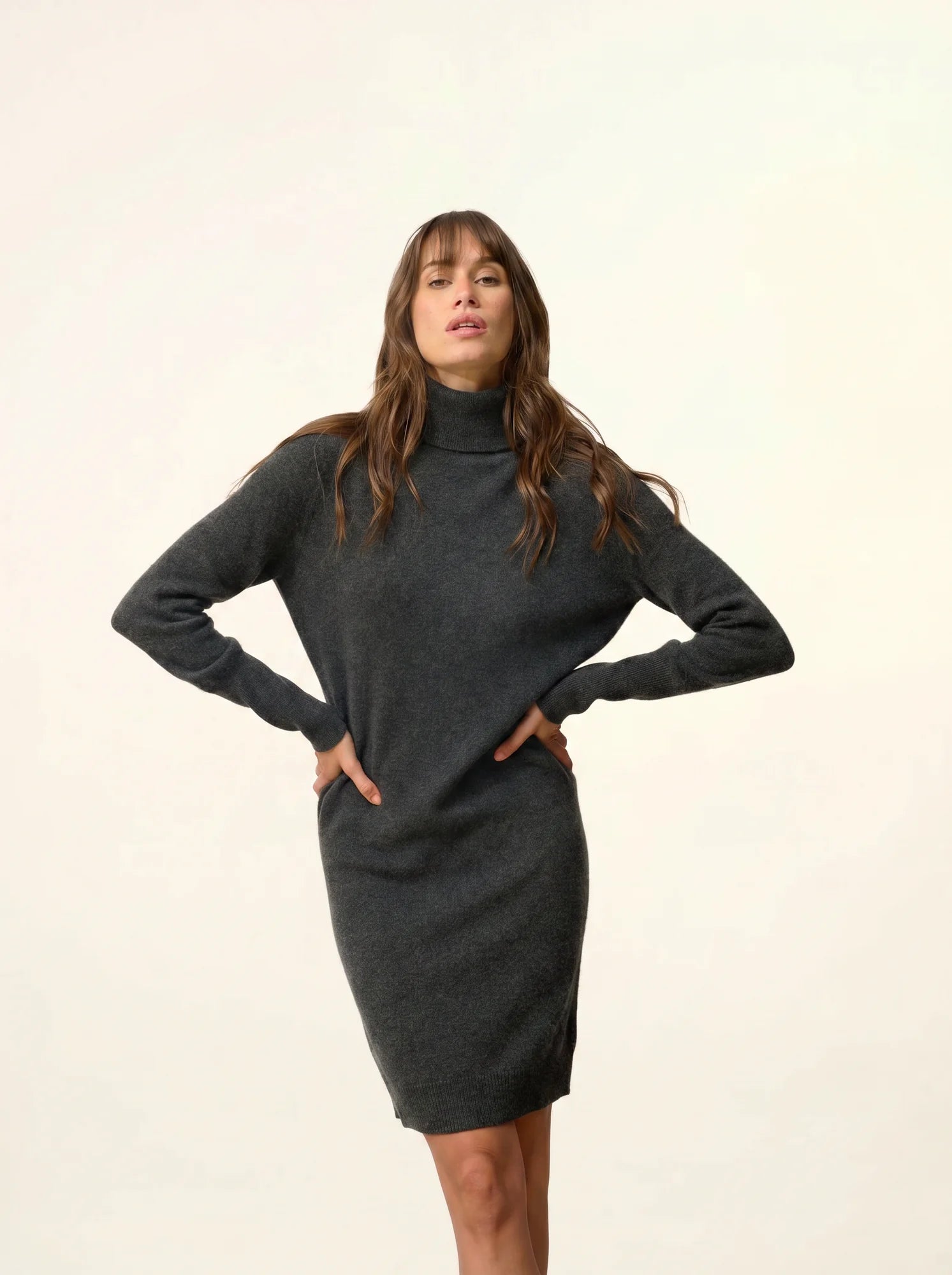 ZOELA robe col roulé carbone chiné