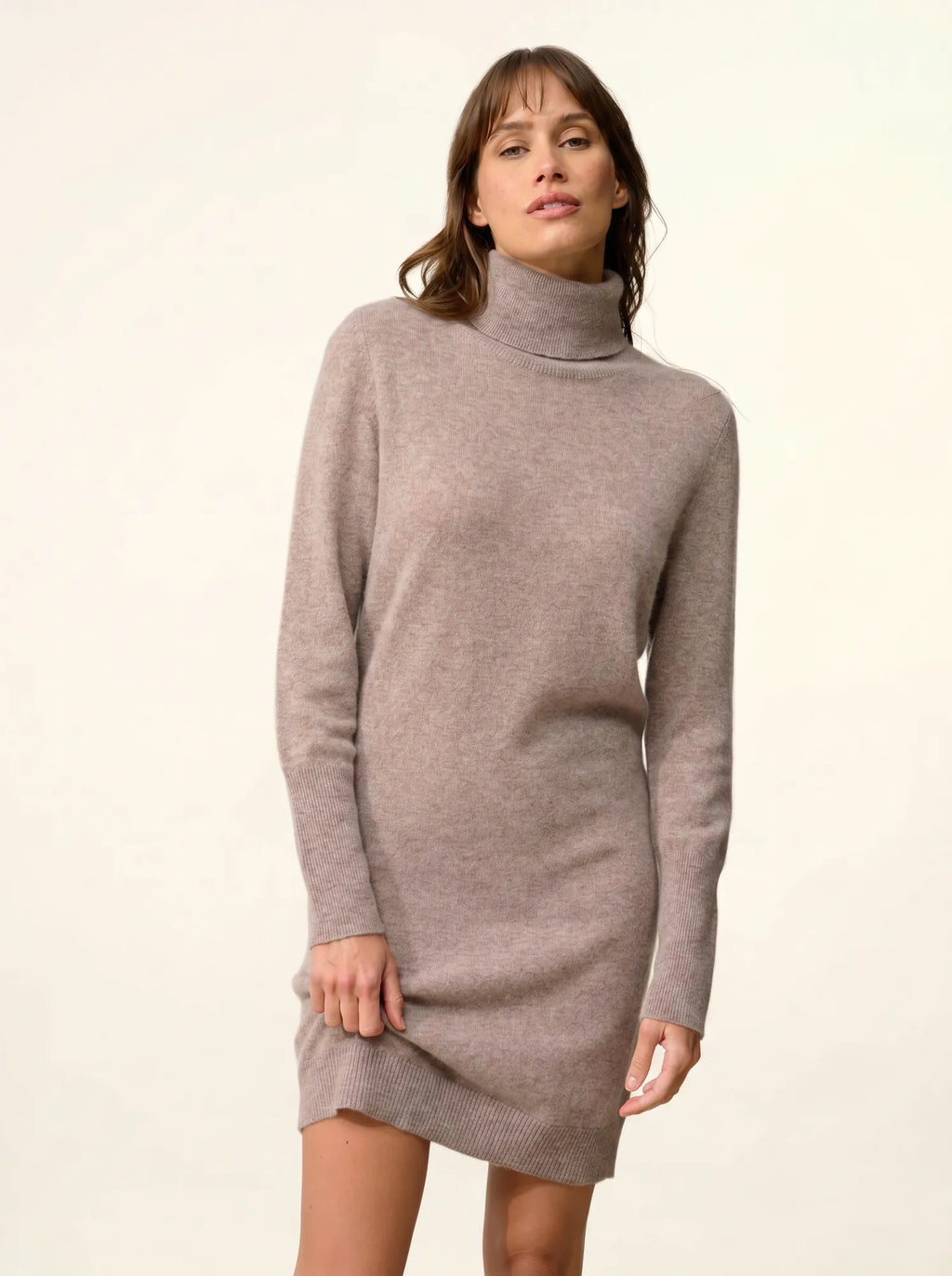 ZOELA kleid rollkragen caribou meliert