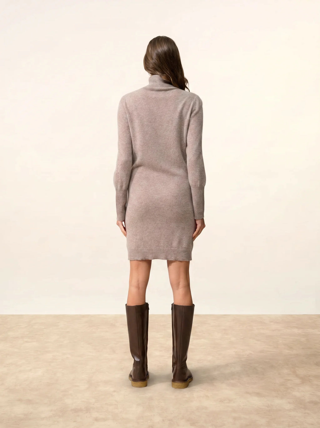 ZOELA kleid rollkragen caribou meliert