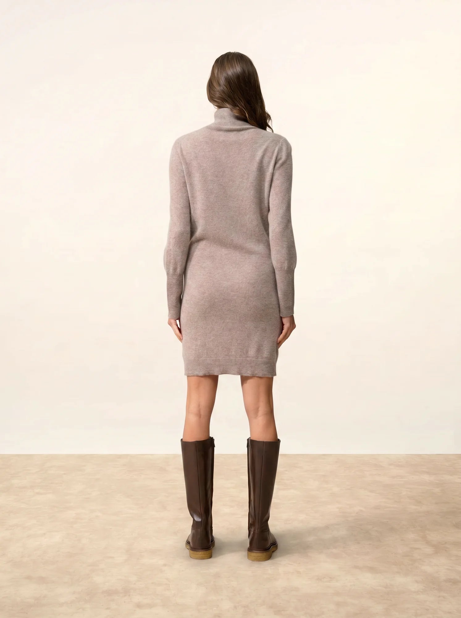 ZOELA kleid rollkragen caribou meliert