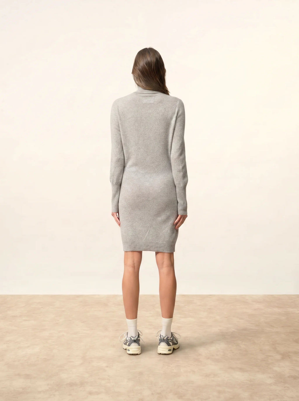 ZOELA kleid rollkragen grau maus meliert