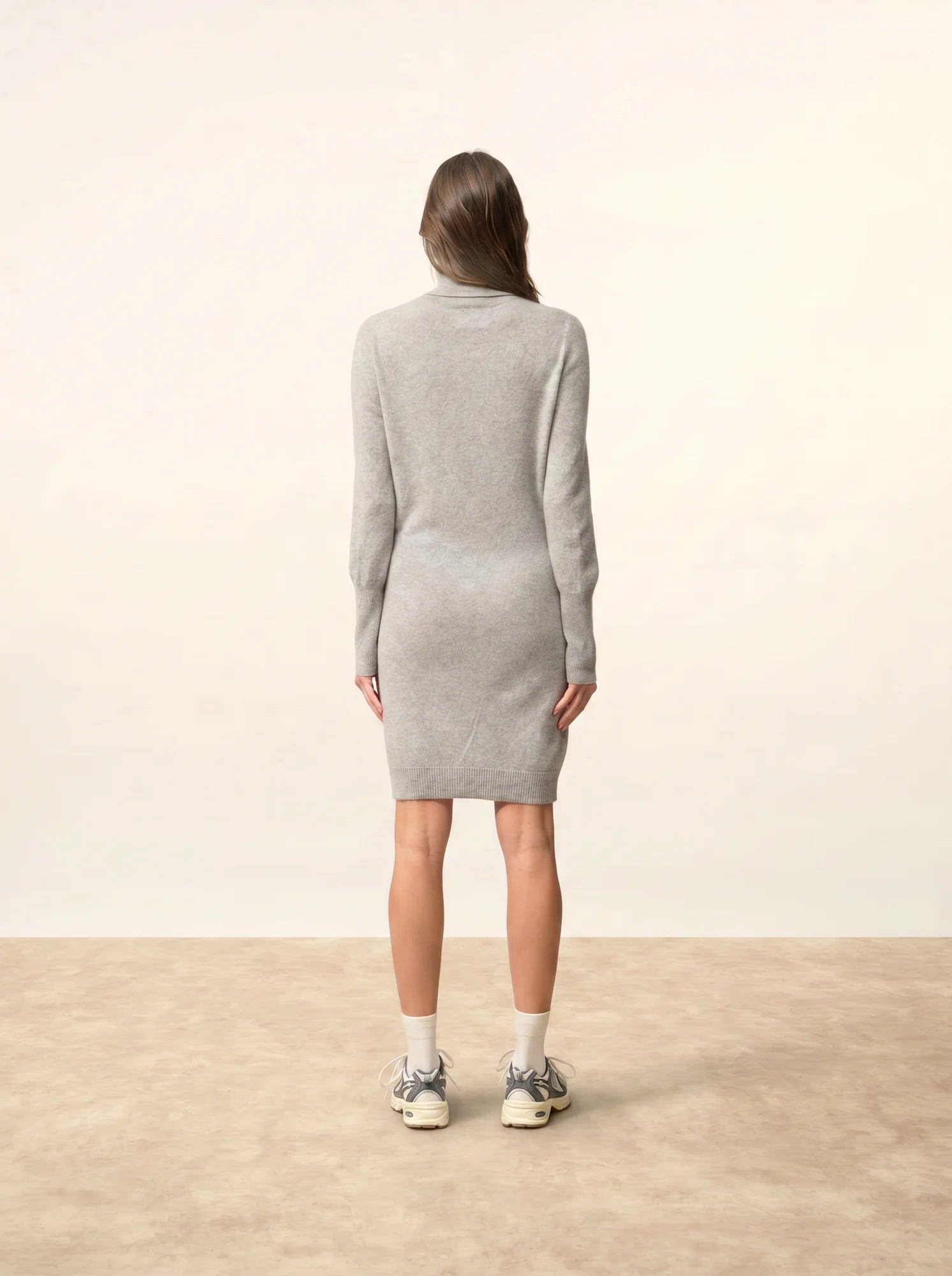 ZOELA kleid rollkragen grau maus meliert
