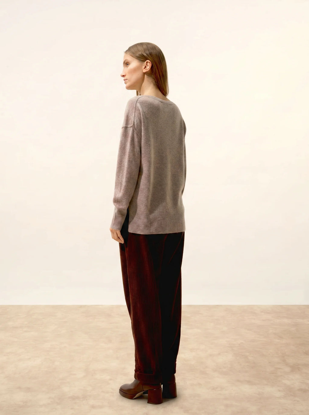 TESS pullover rundhalsausschnitt caribou meliert