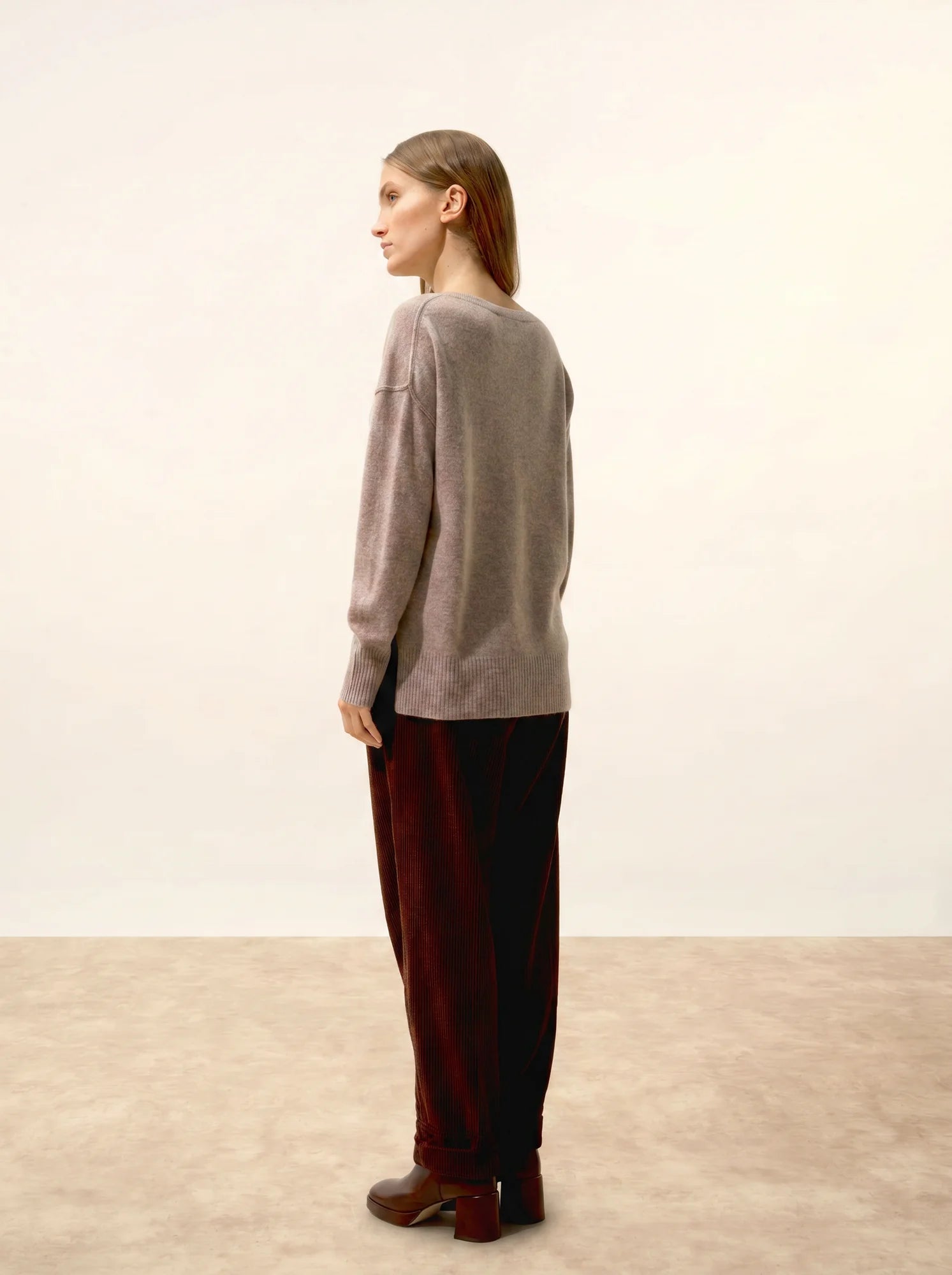 TESS pullover rundhalsausschnitt caribou meliert