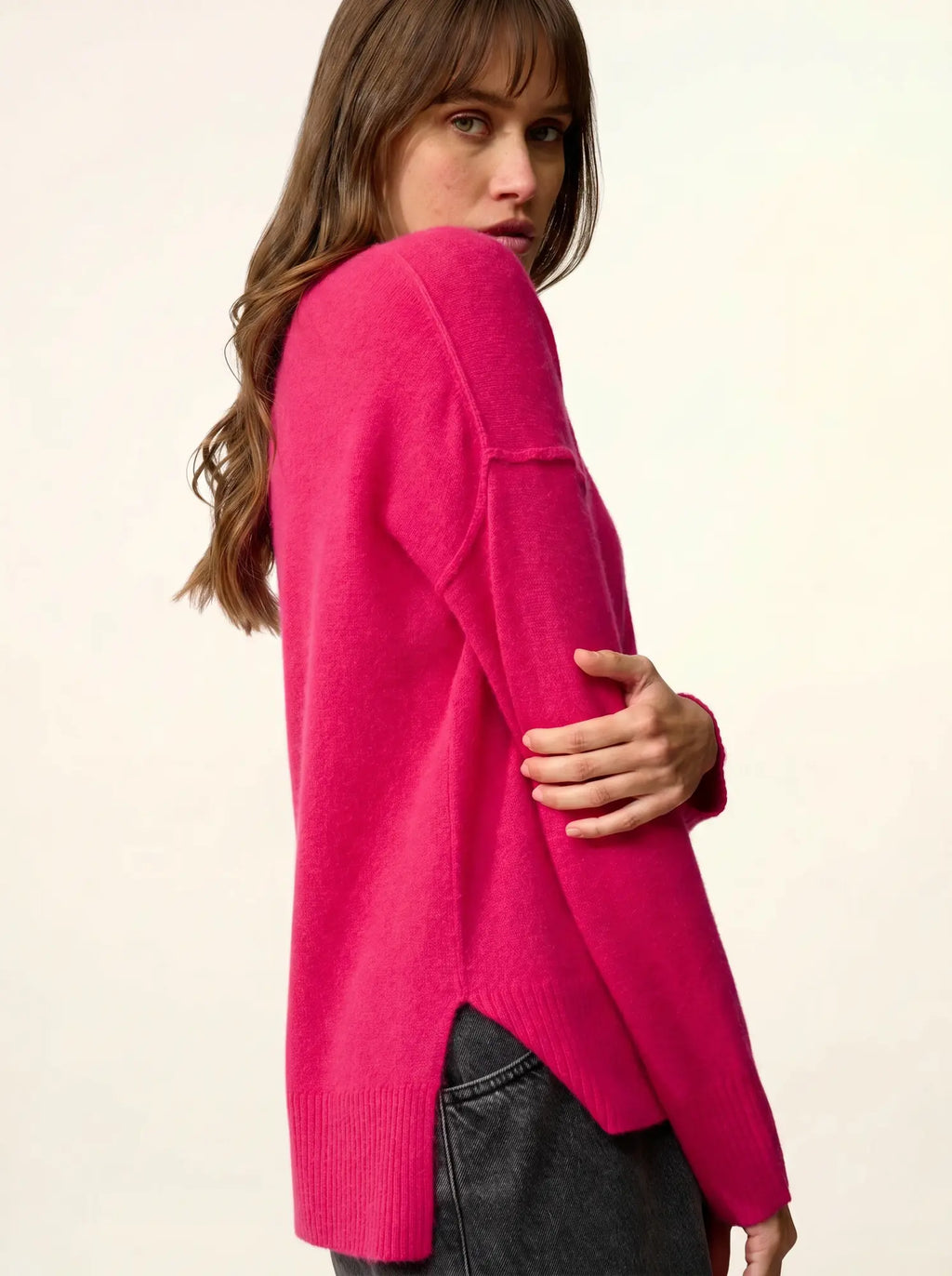 TESS pullover rundhalsausschnitt fuchsia