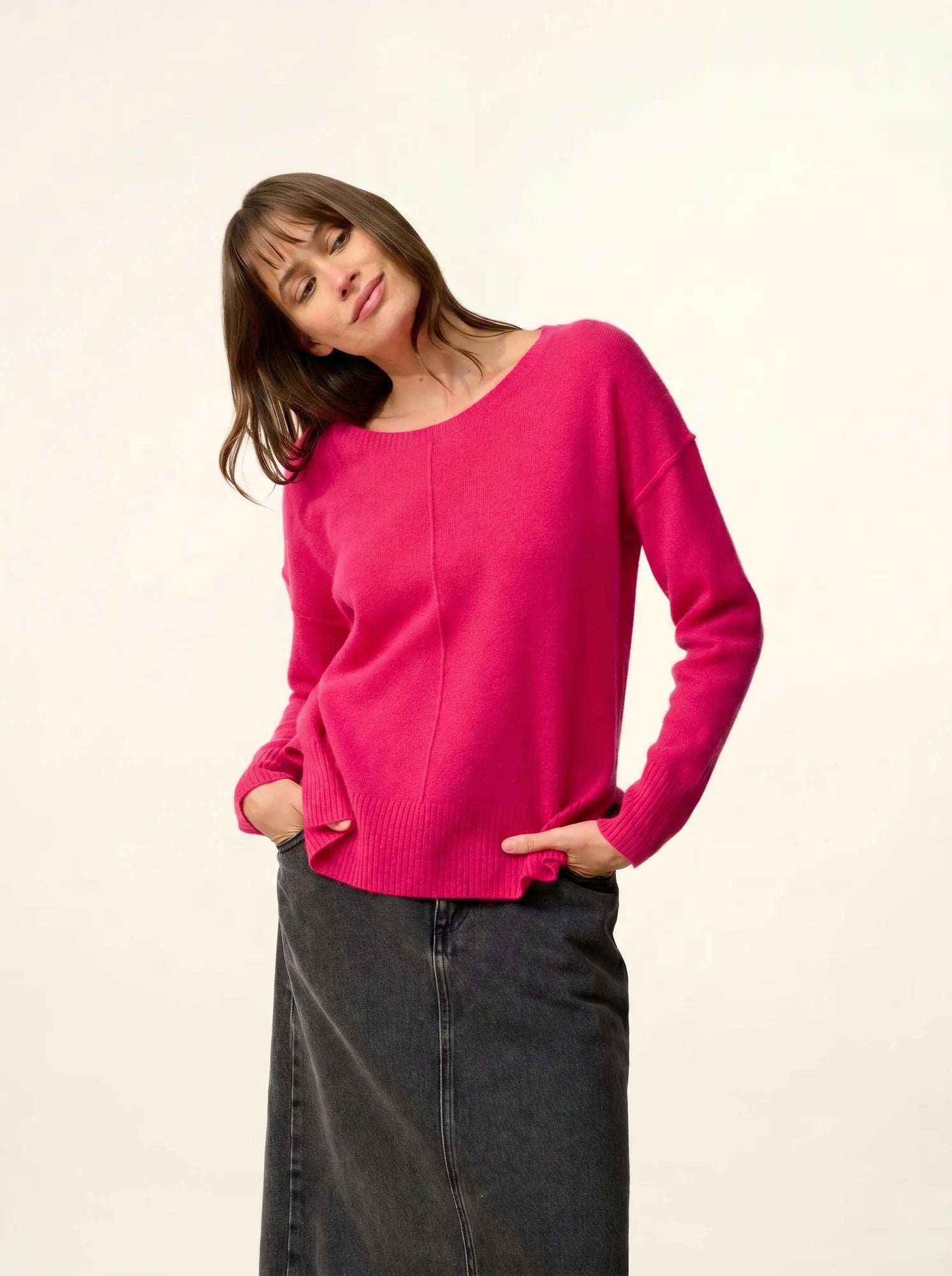 TESS pullover rundhalsausschnitt fuchsia