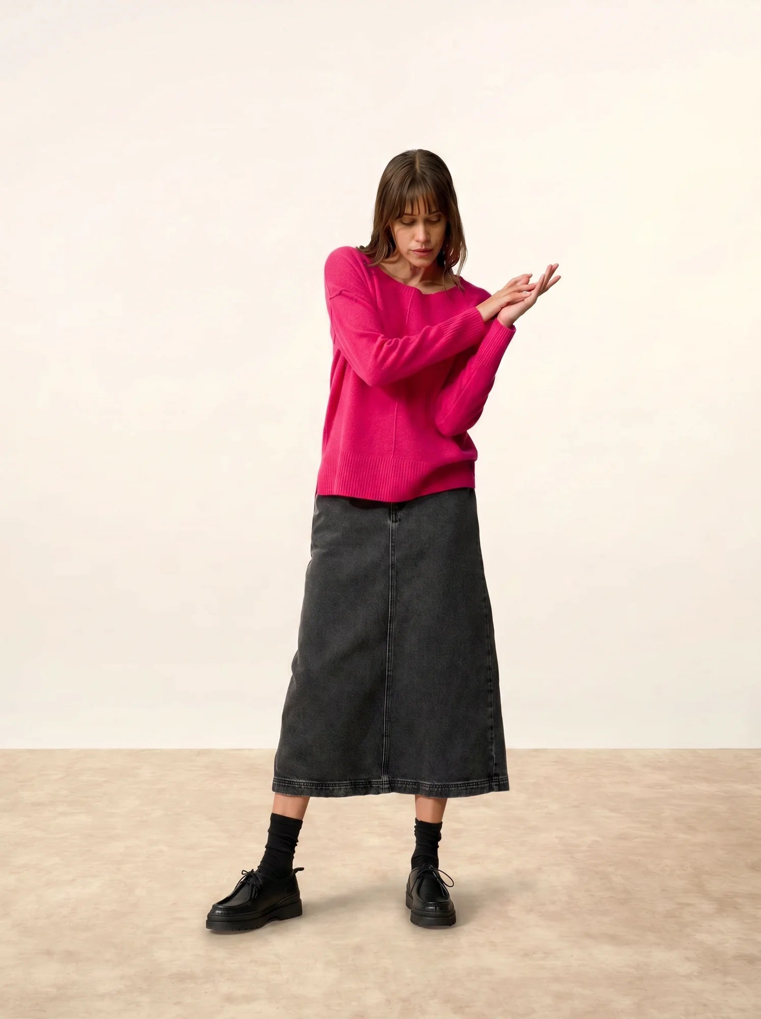 TESS pullover rundhalsausschnitt fuchsia