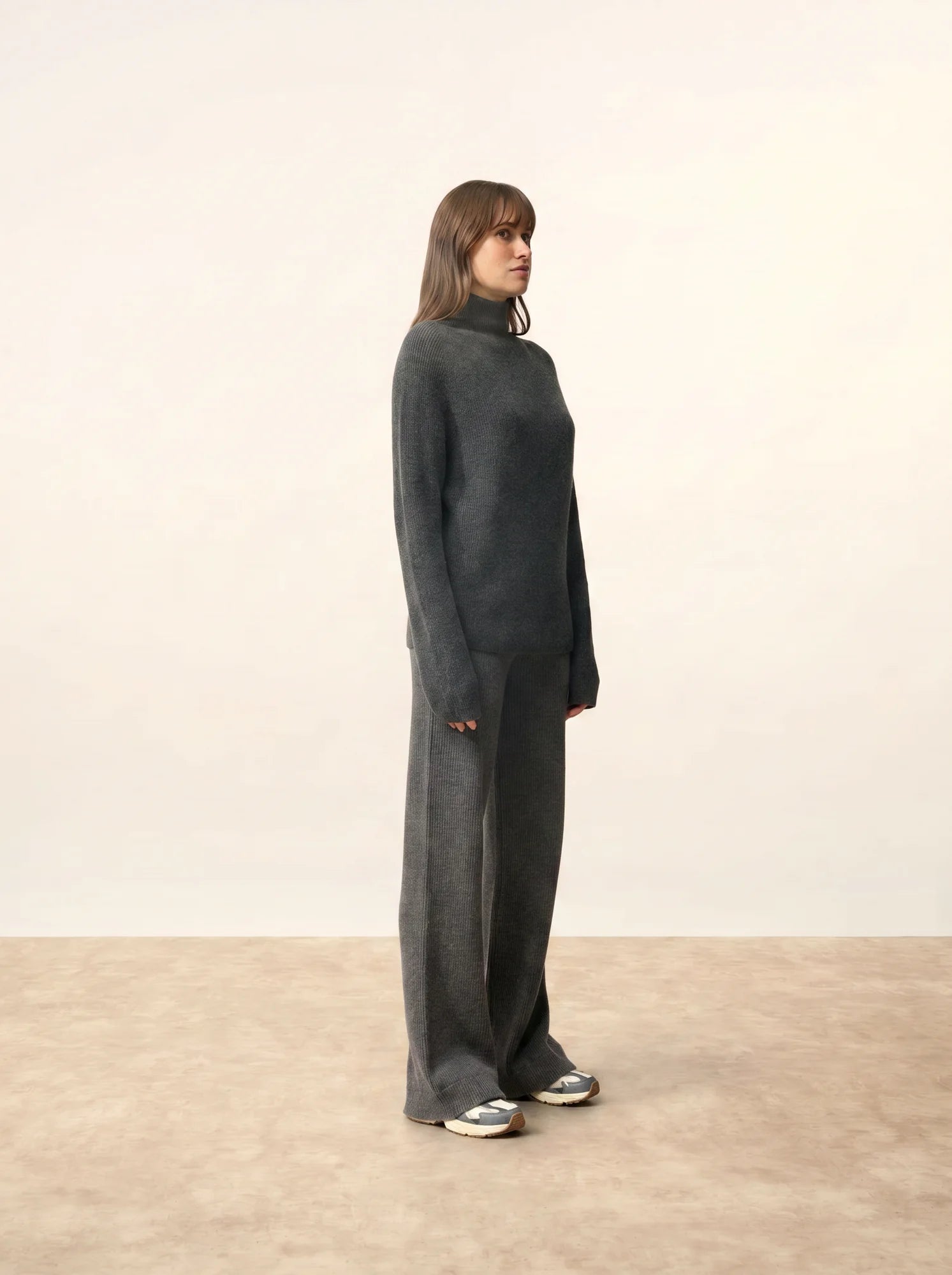 ALYSSA pullover stehkragen carbone meliert