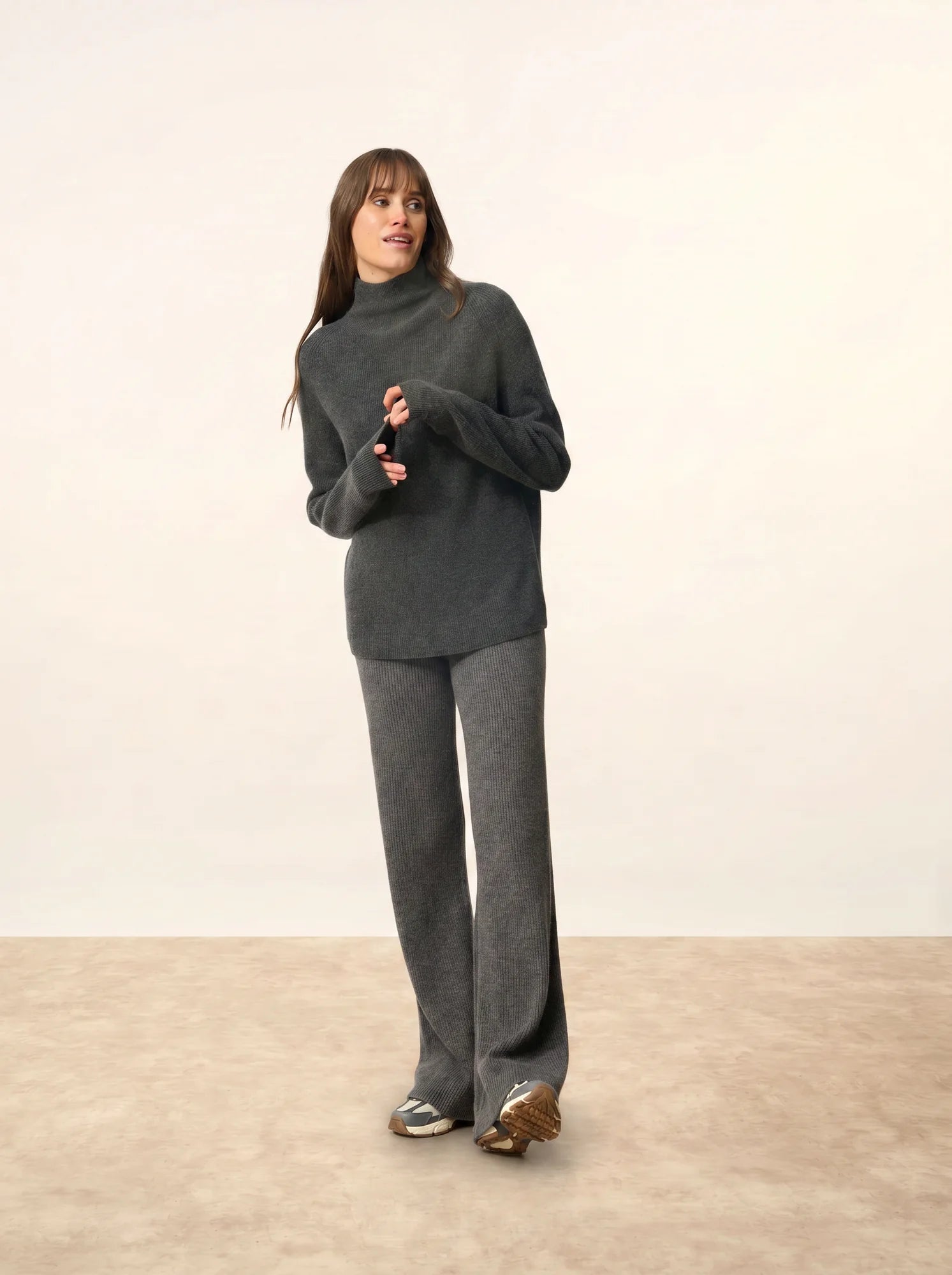 ALYSSA pullover stehkragen carbone meliert