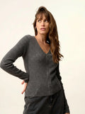 ZION weste mit reissverschluss v-ausschnitt anthrazit meliert