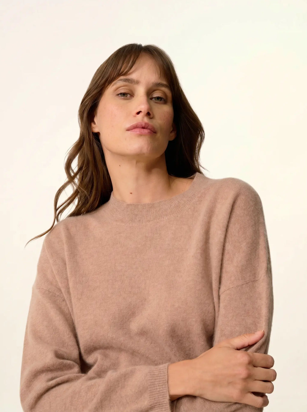 KAYLA pullover rundhalsausschnitt camel meliert