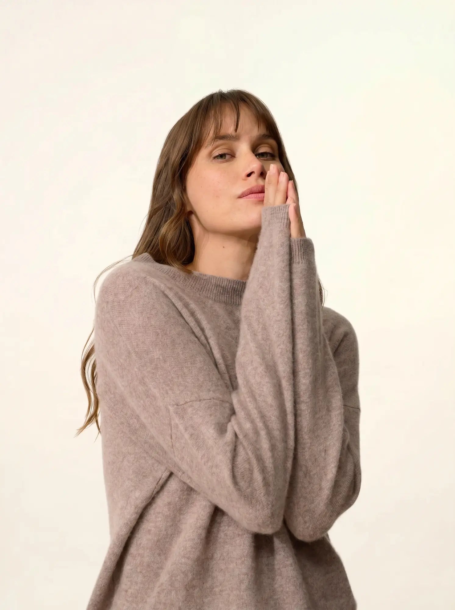 KAYLA pullover rundhalsausschnitt caribou meliert