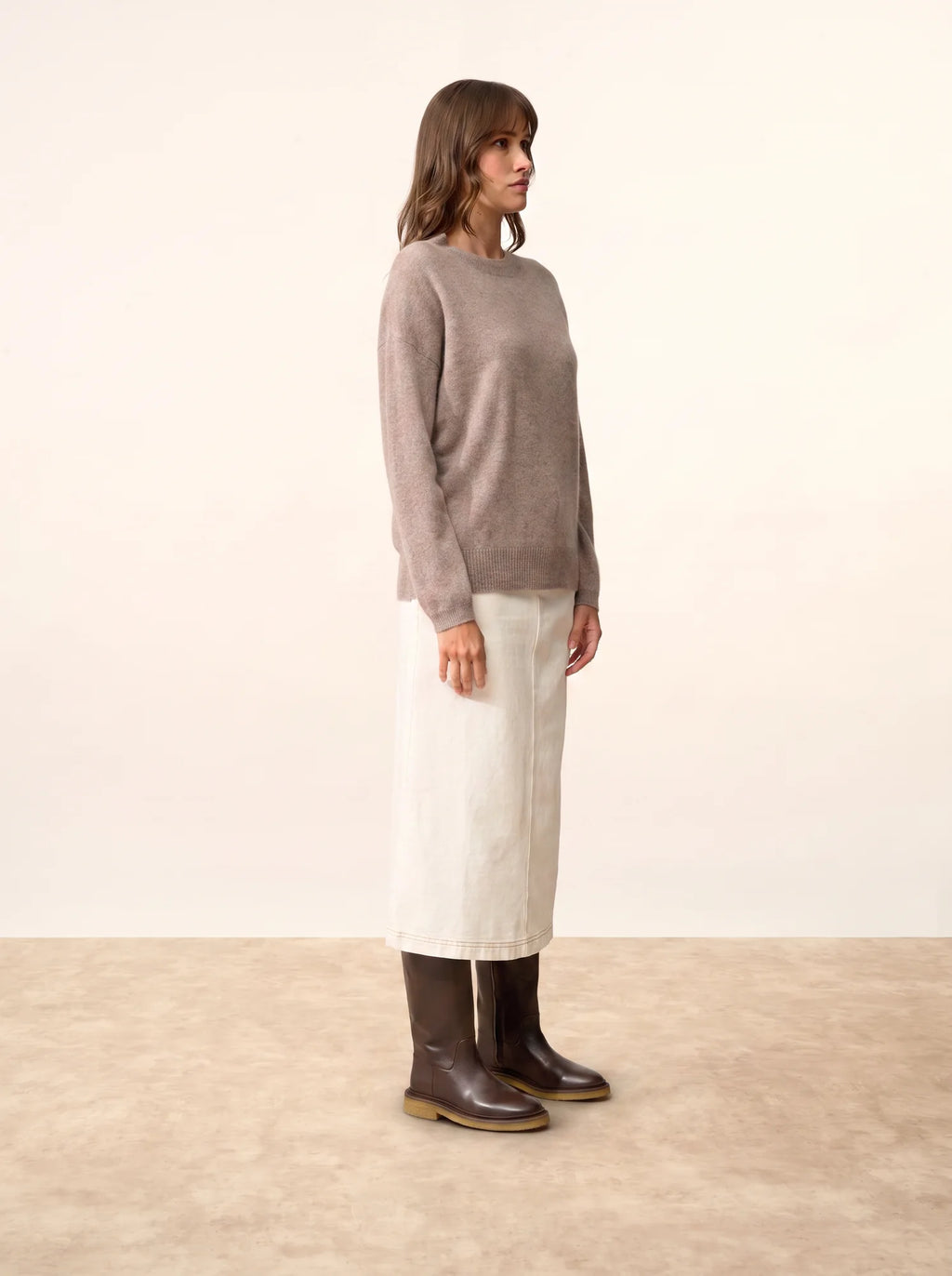 KAYLA pullover rundhalsausschnitt caribou meliert