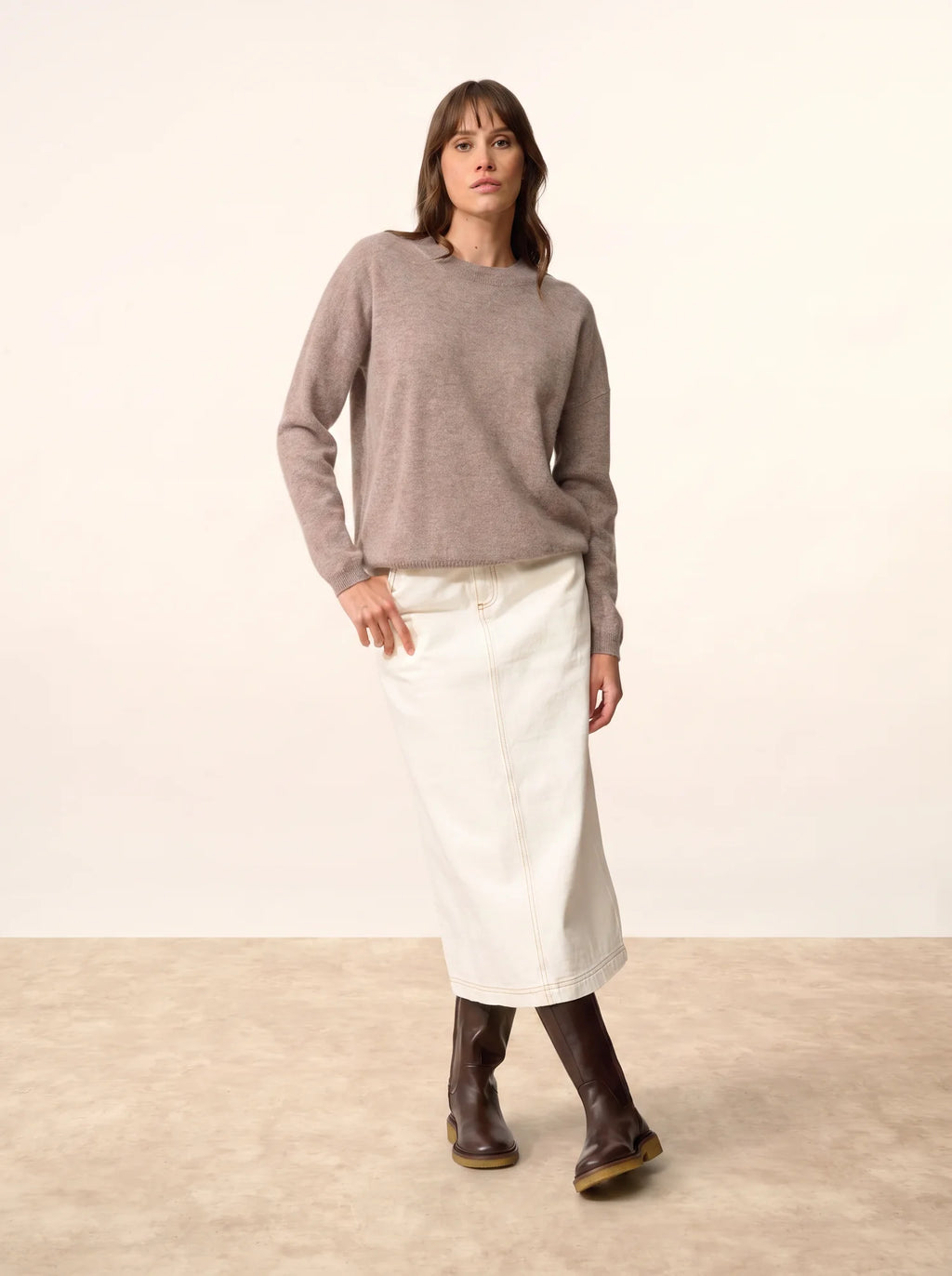 KAYLA pullover rundhalsausschnitt caribou meliert