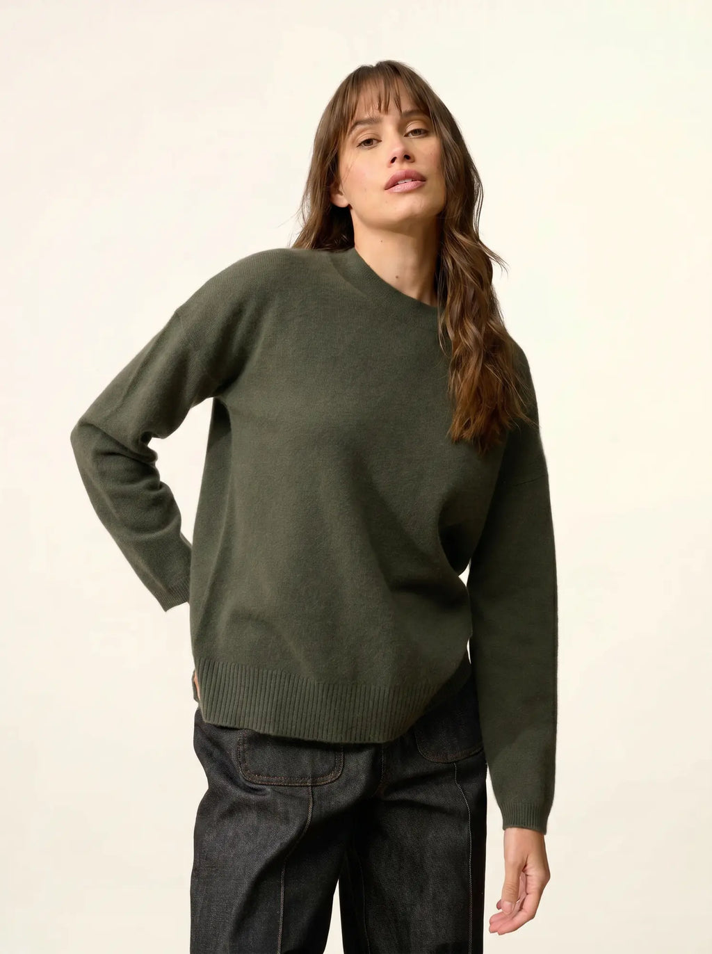 KAYLA pullover rundhalsausschnitt khaki