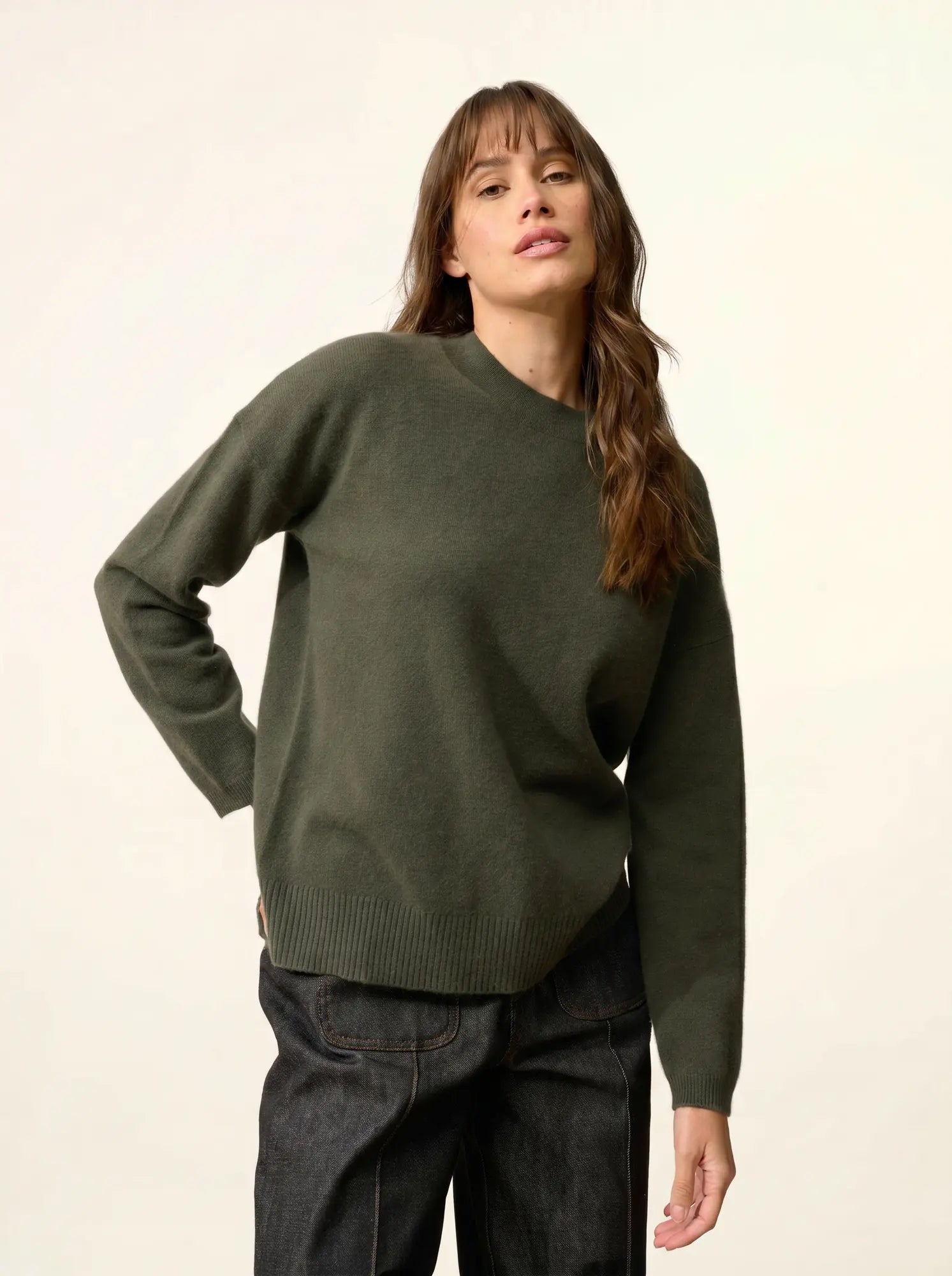 KAYLA pullover rundhalsausschnitt khaki
