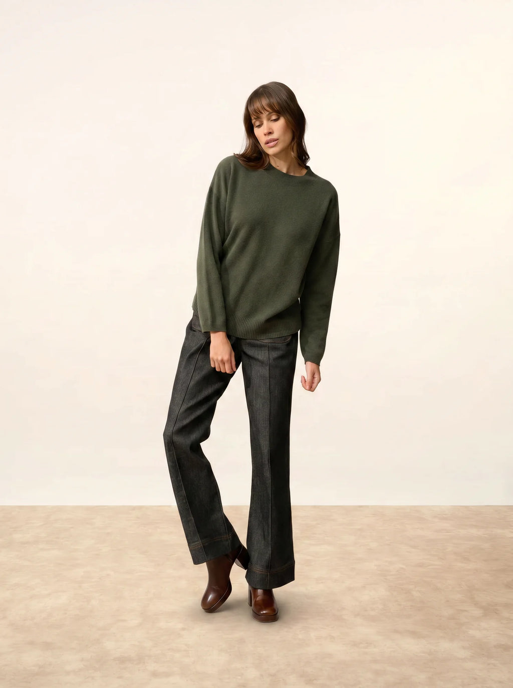 KAYLA pullover rundhalsausschnitt khaki
