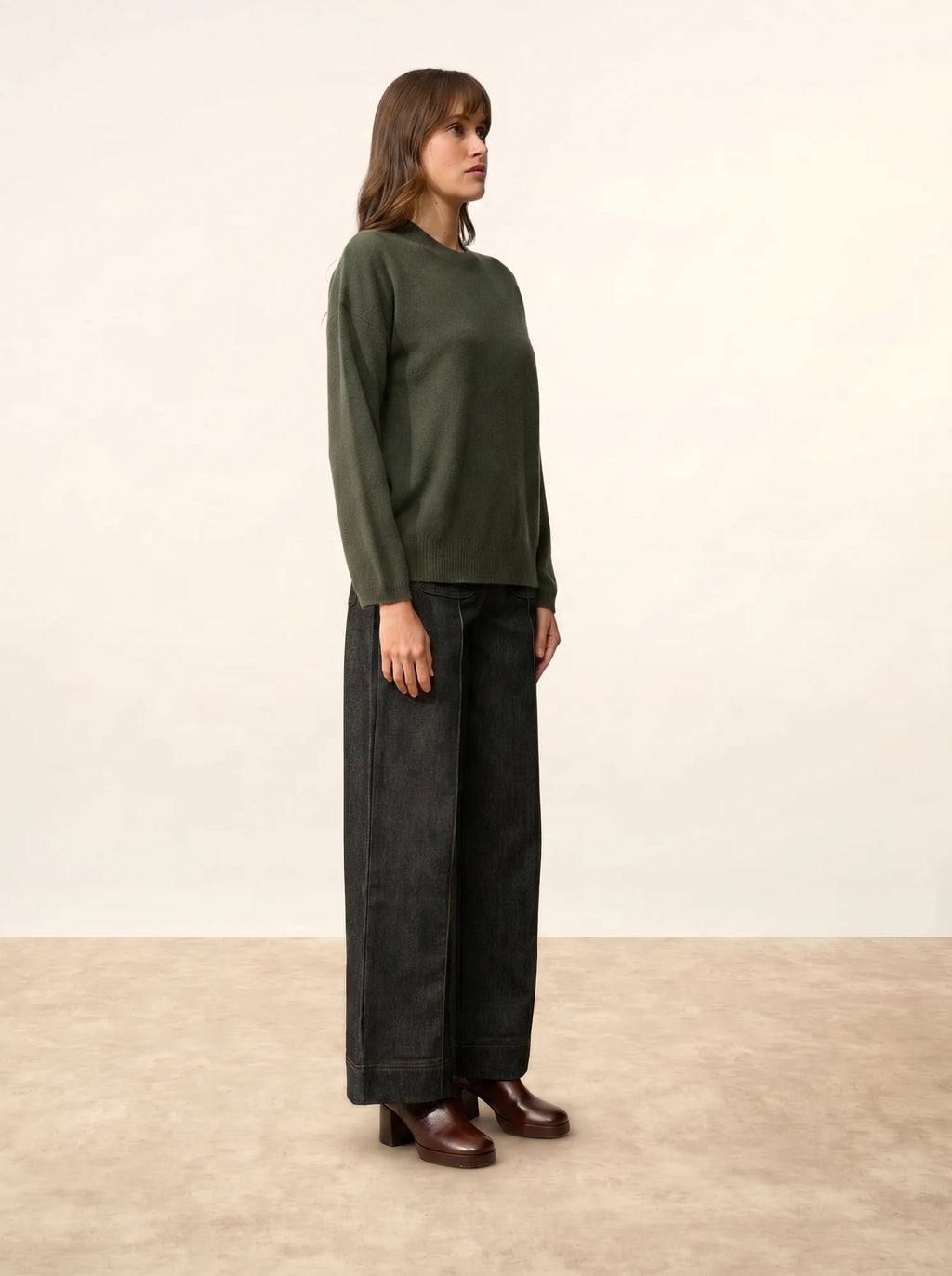 KAYLA pullover rundhalsausschnitt khaki