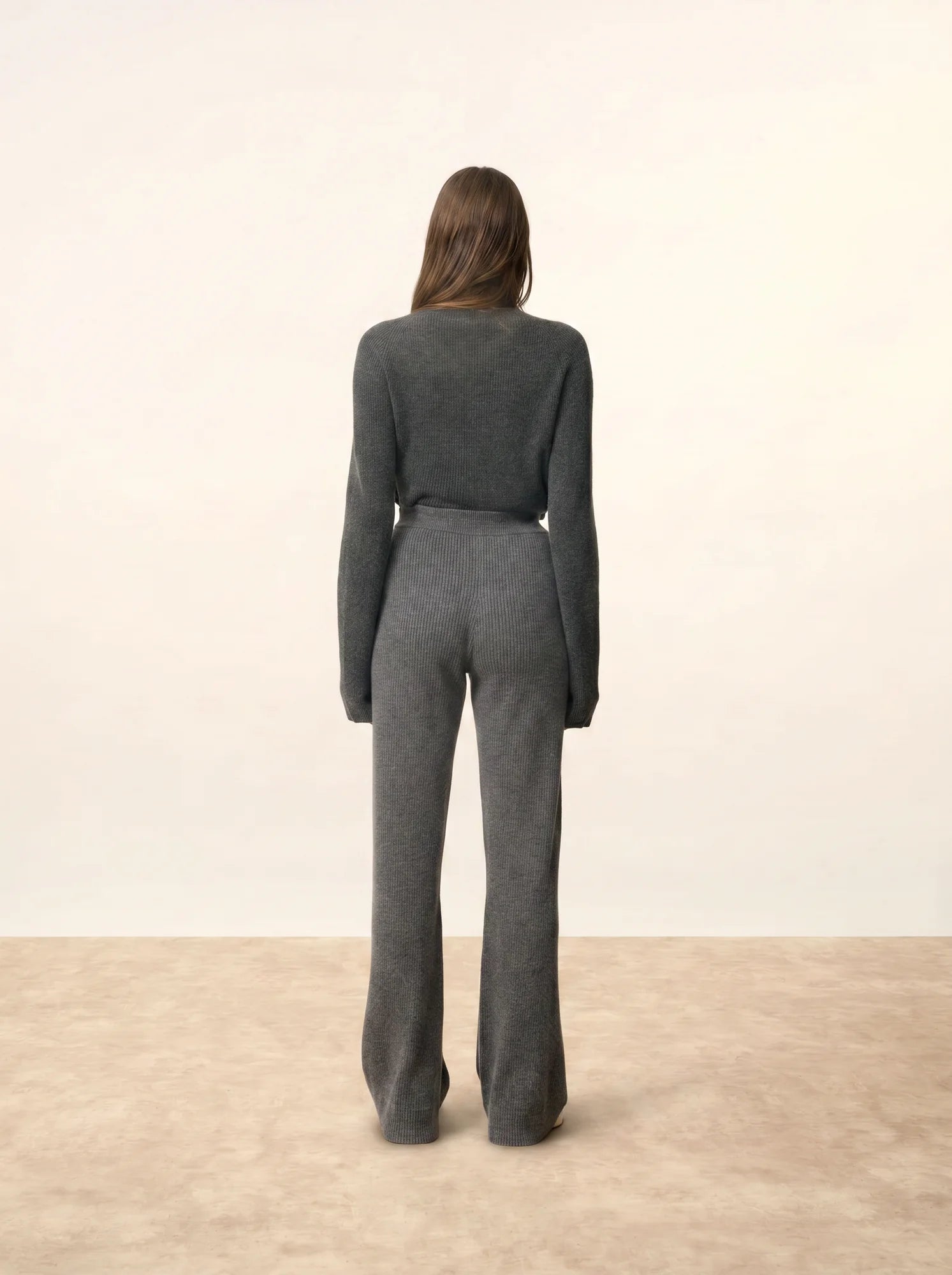 MARGRET pantalon évasé anthracite chiné
