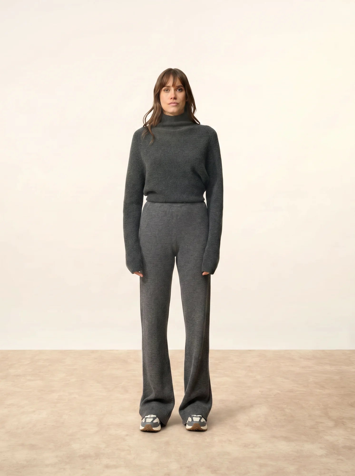 MARGRET pantalon évasé anthracite chiné