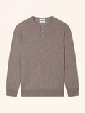 GUZMAN Pullover Henley-Ausschnitt Caribou meliert