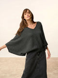 POLO pullover v-ausschnitt chauve souris carbone meliert