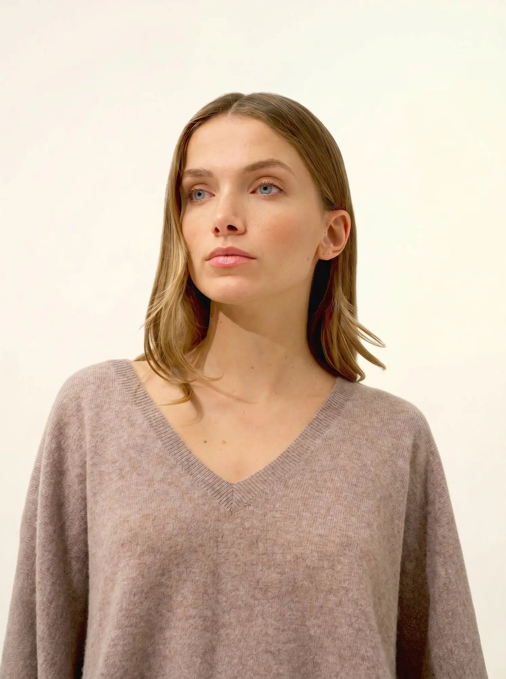 POLO pullover v-ausschnitt chauve souris caribou meliert