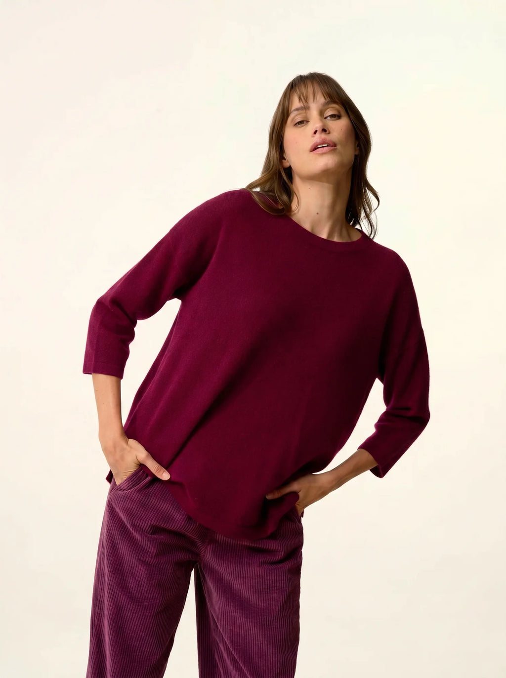 CLATTIE pullover rundhalsausschnitt bordeaux
