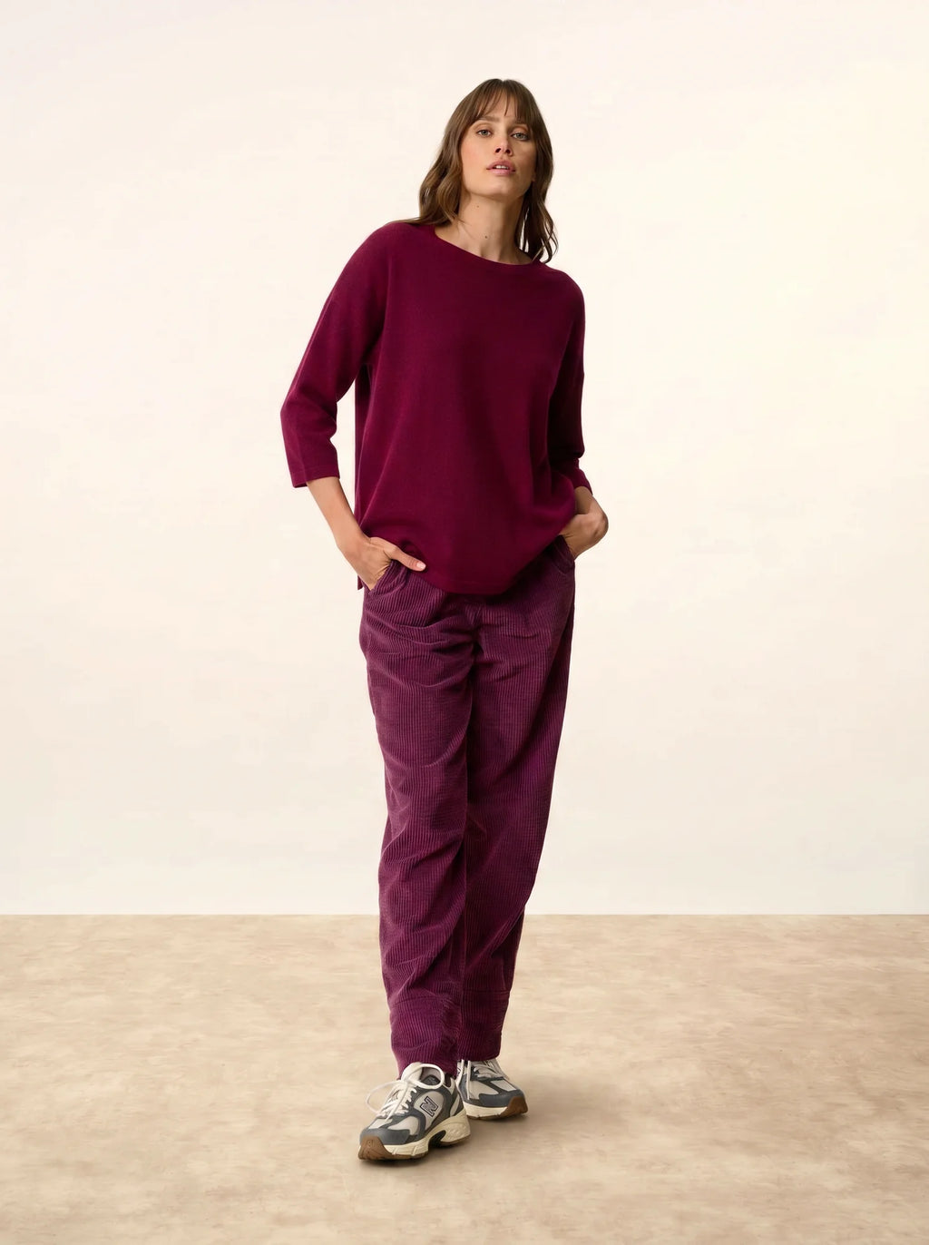 CLATTIE pullover rundhalsausschnitt bordeaux