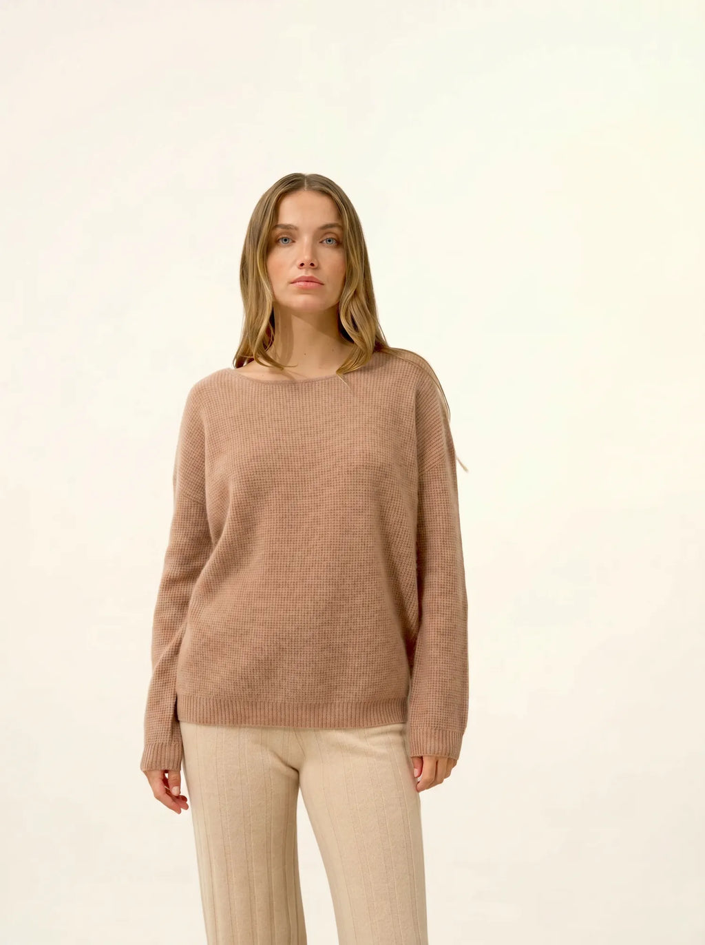 ARIANA pullover u-boot-ausschnitt camel meliert