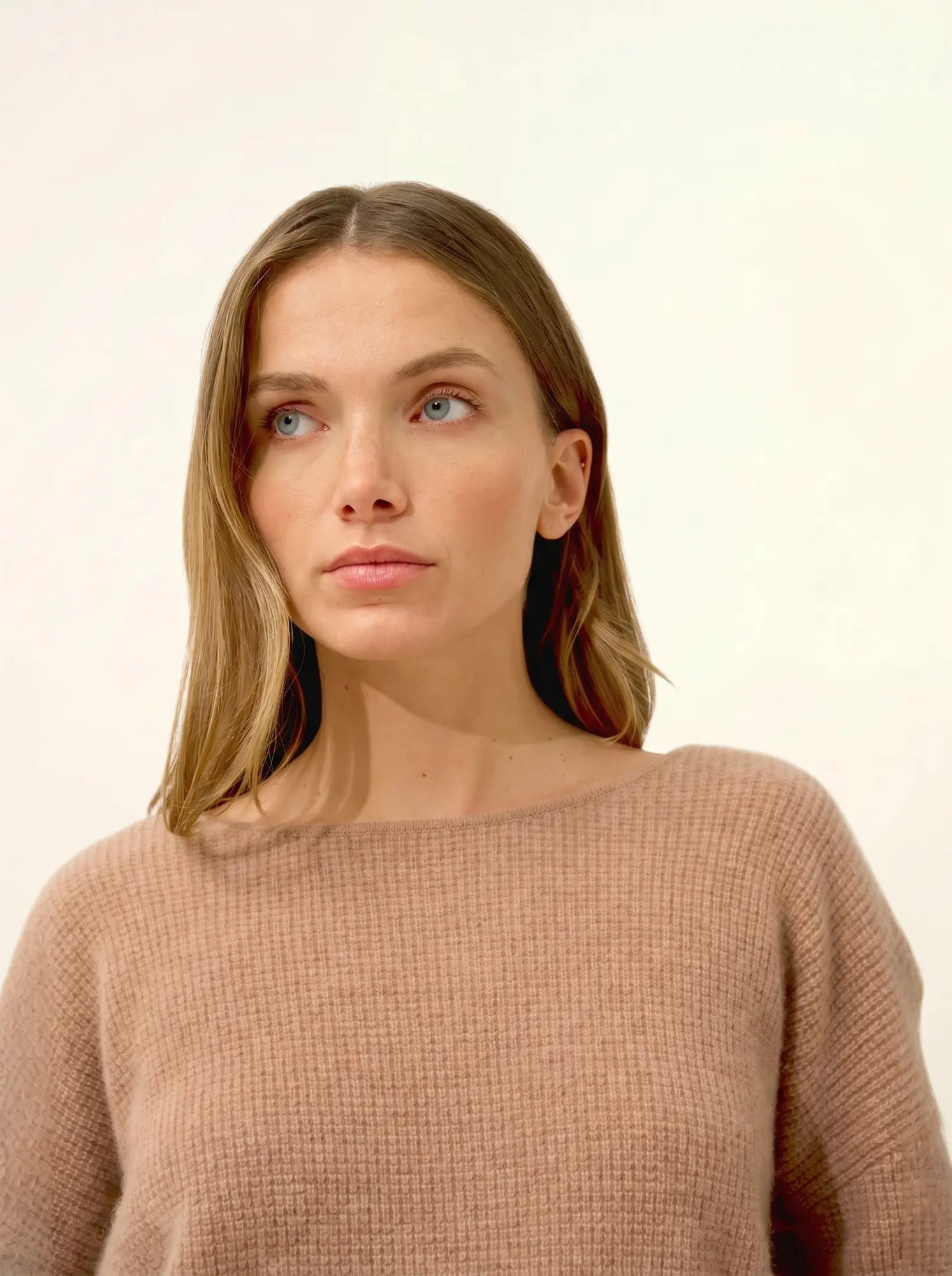 ARIANA pullover u-boot-ausschnitt camel meliert