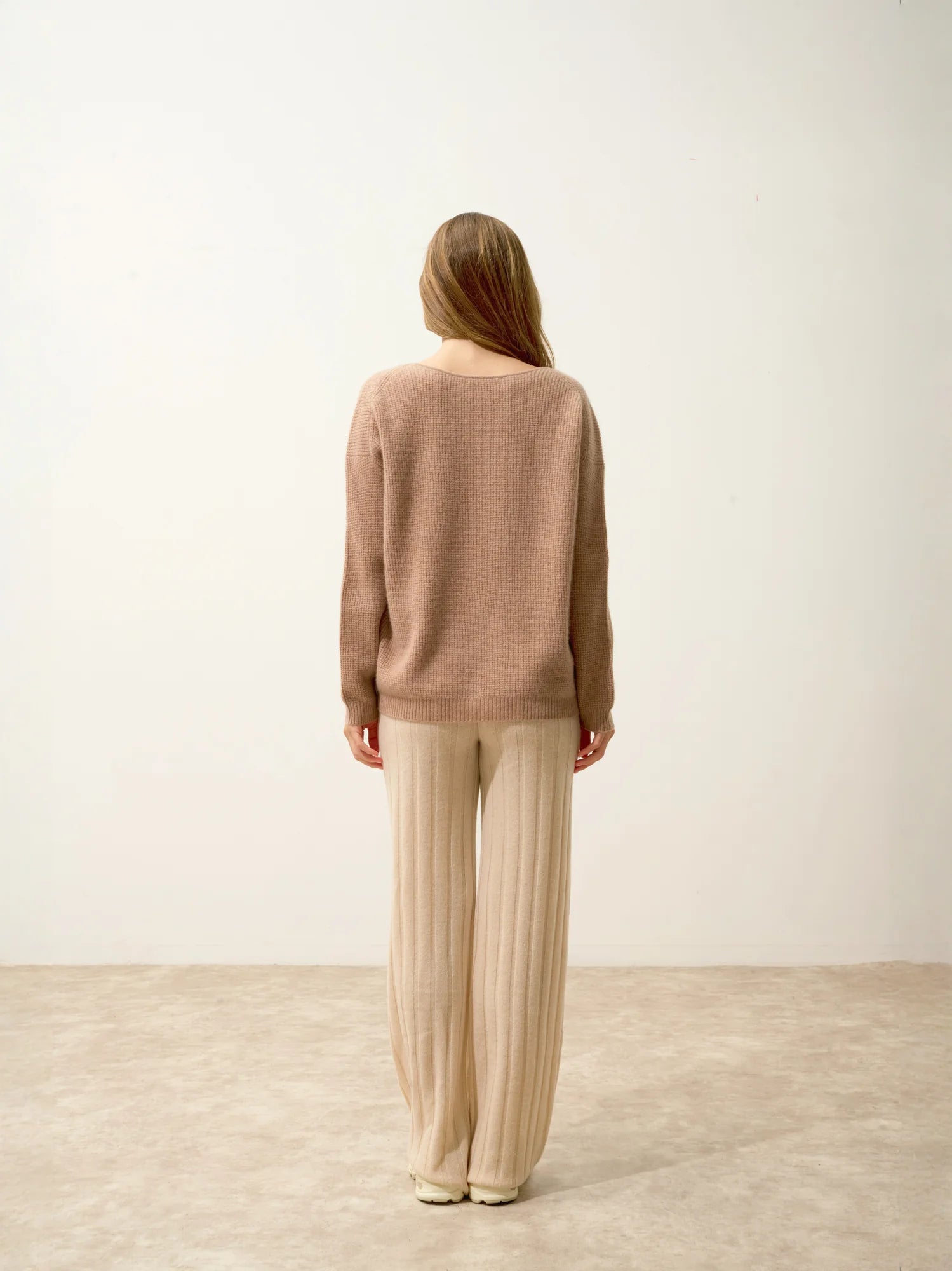 ARIANA pullover u-boot-ausschnitt camel meliert