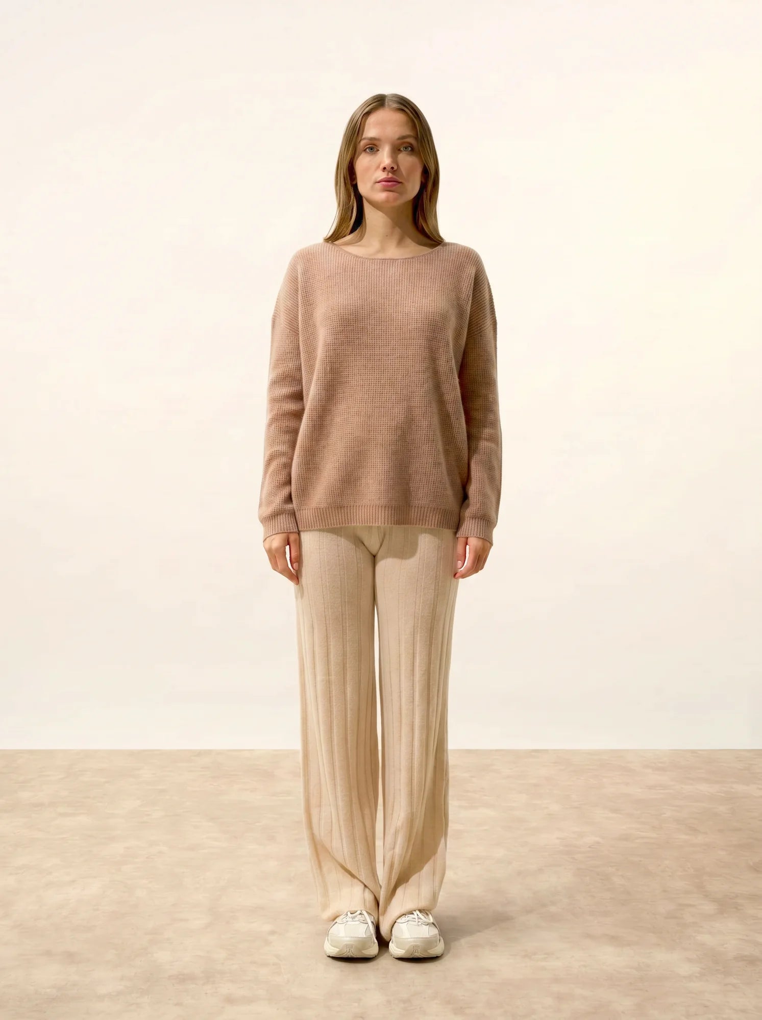 ARIANA pullover u-boot-ausschnitt camel meliert