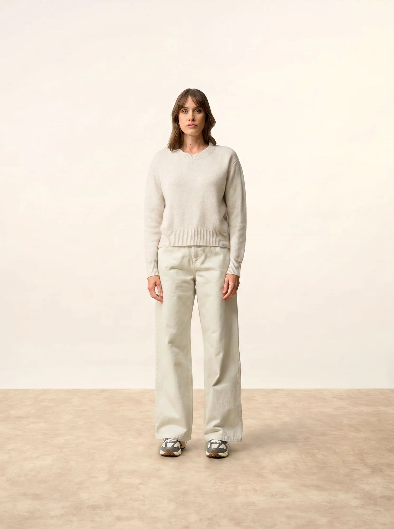 MARGAUX pullover rundhalsausschnitt 6-fädig perlgrau meliert