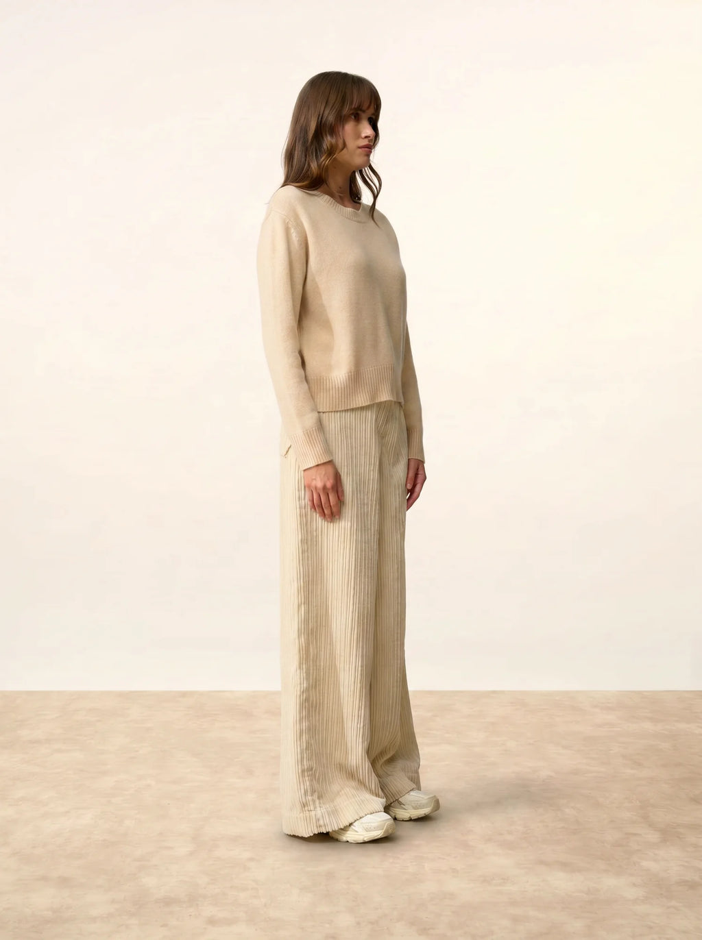 MARGAUX pullover rundhalsausschnitt 6-fädig sand
