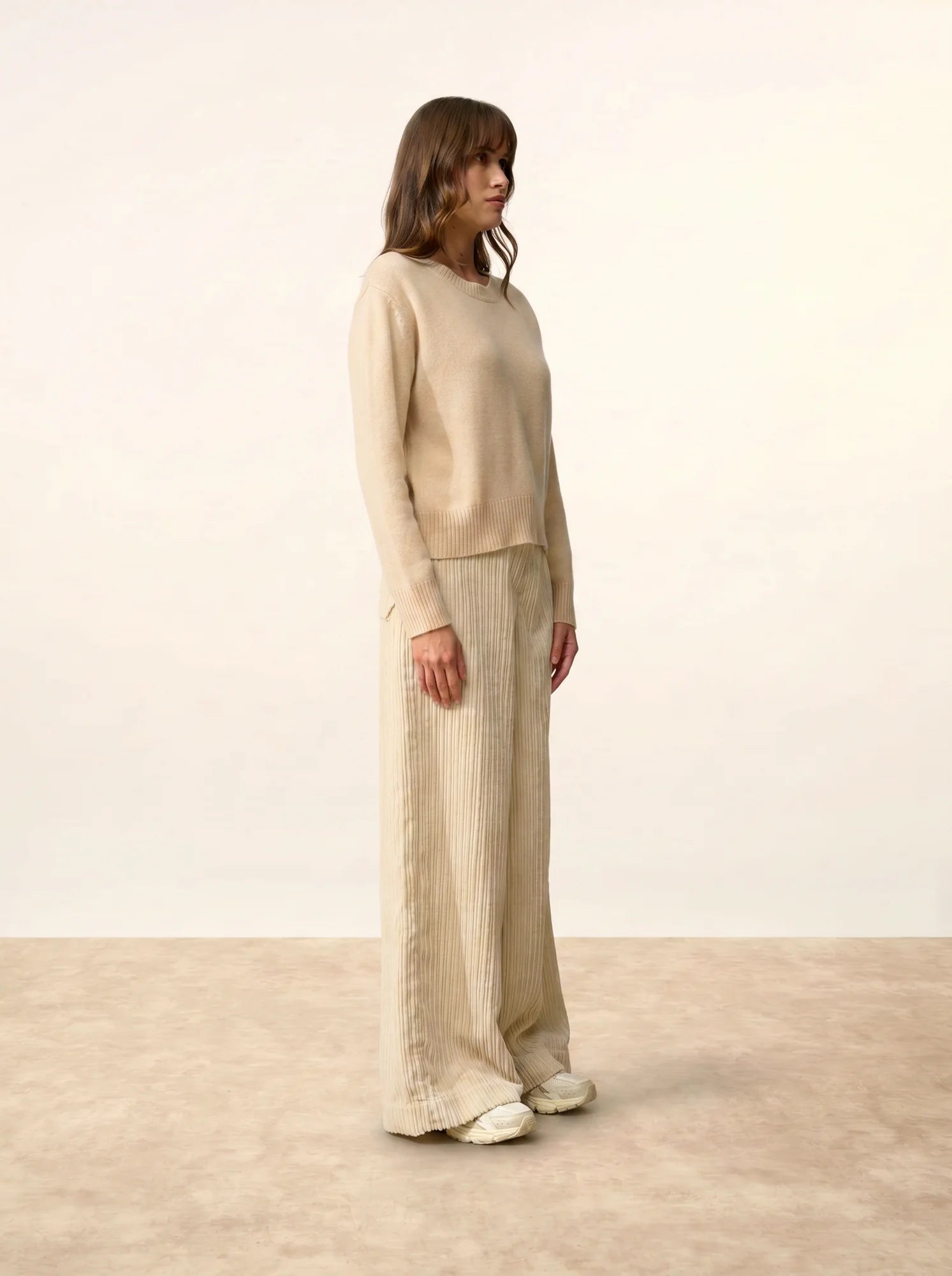 MARGAUX pullover rundhalsausschnitt 6-fädig sand