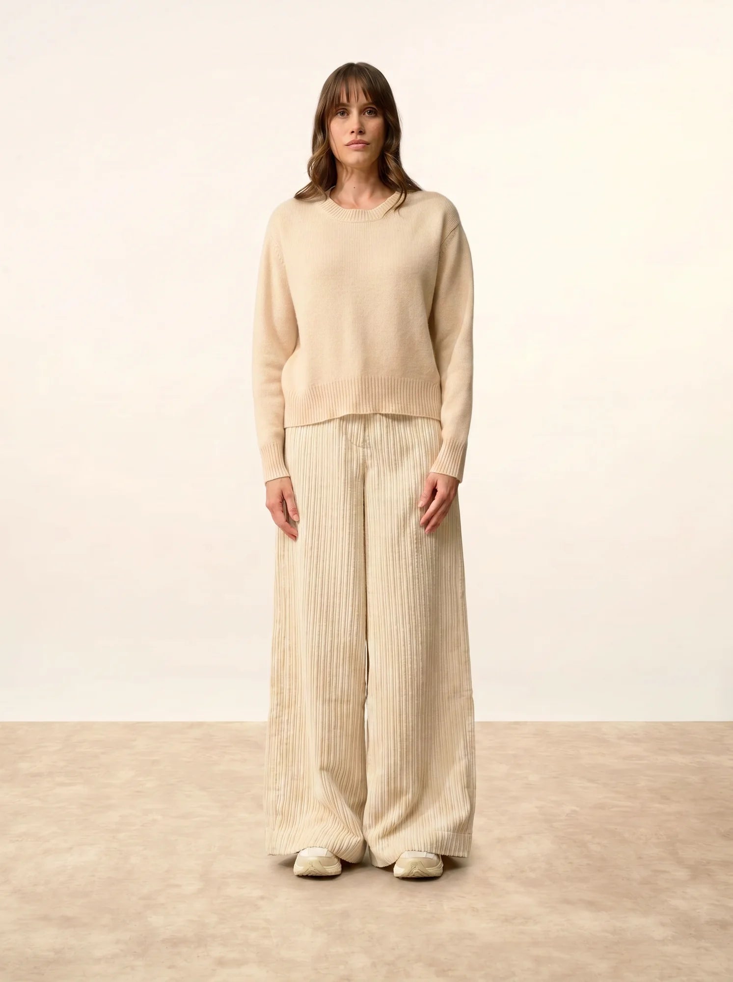 MARGAUX pullover rundhalsausschnitt 6-fädig sand