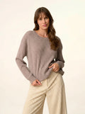 CHARLINE pullover rundhalsausschnitt caribou meliert