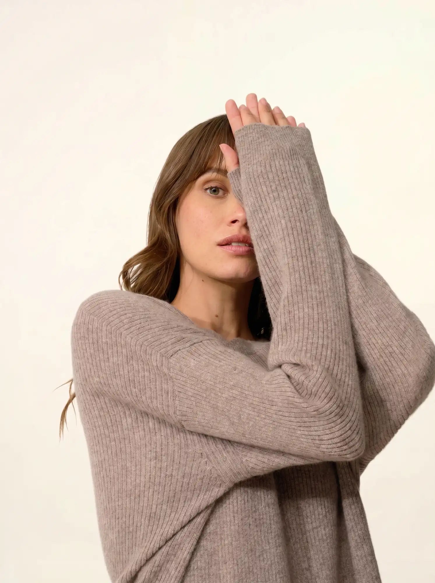 CHARLINE pullover rundhalsausschnitt caribou meliert