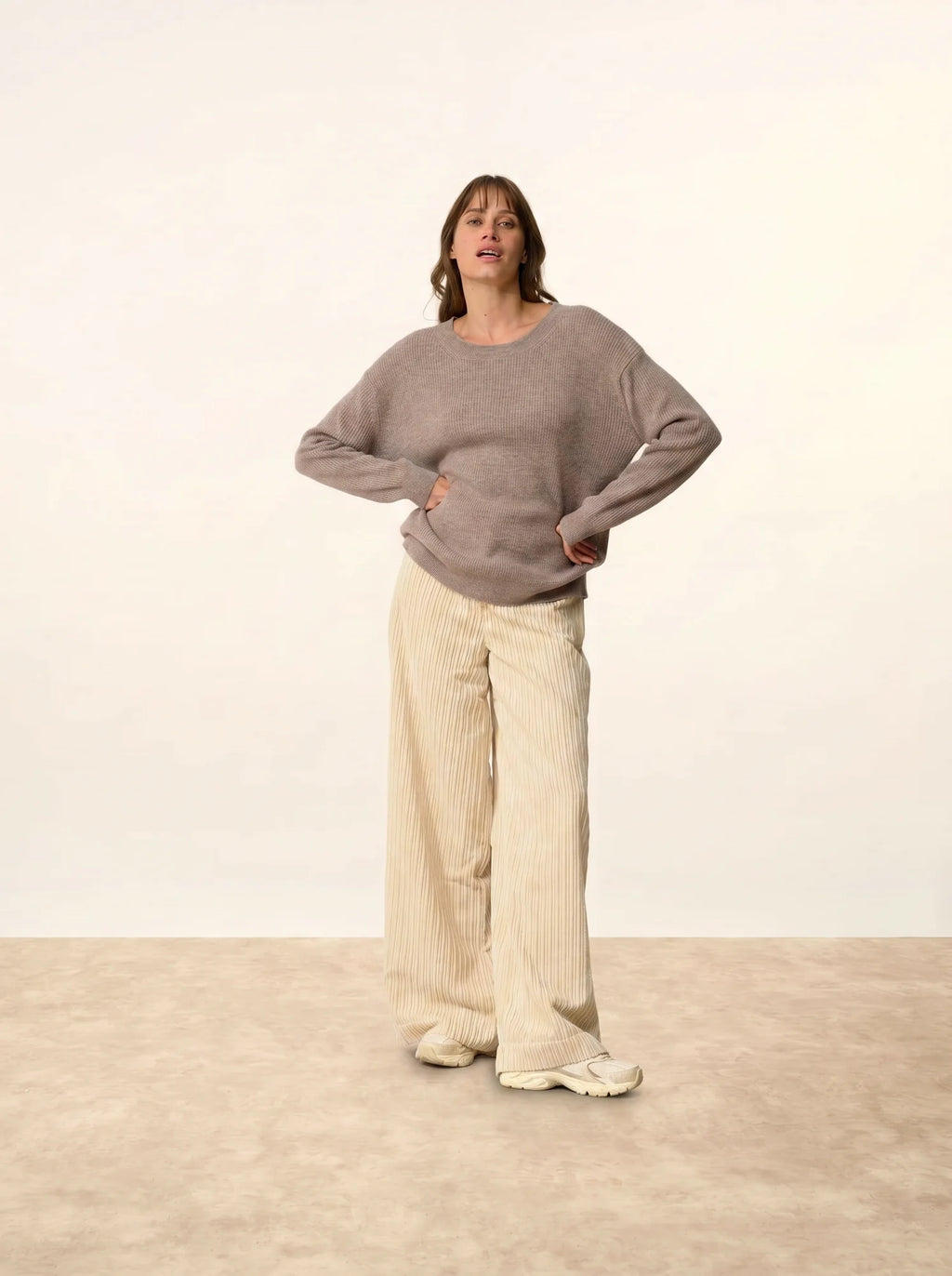 CHARLINE pullover rundhalsausschnitt caribou meliert