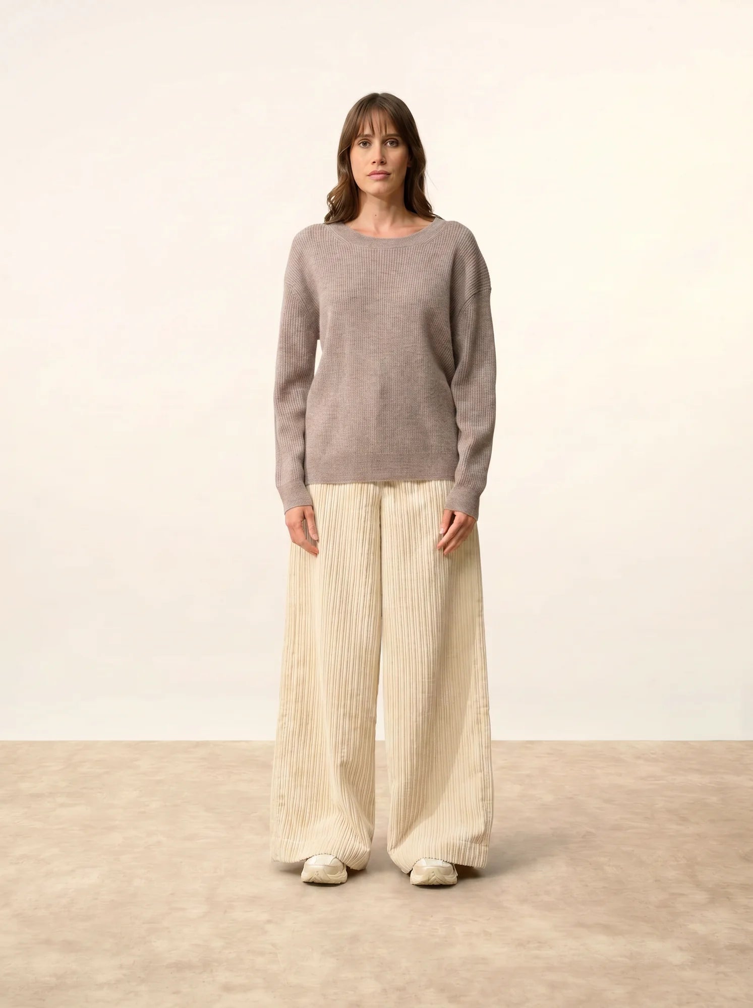 CHARLINE pullover rundhalsausschnitt caribou meliert