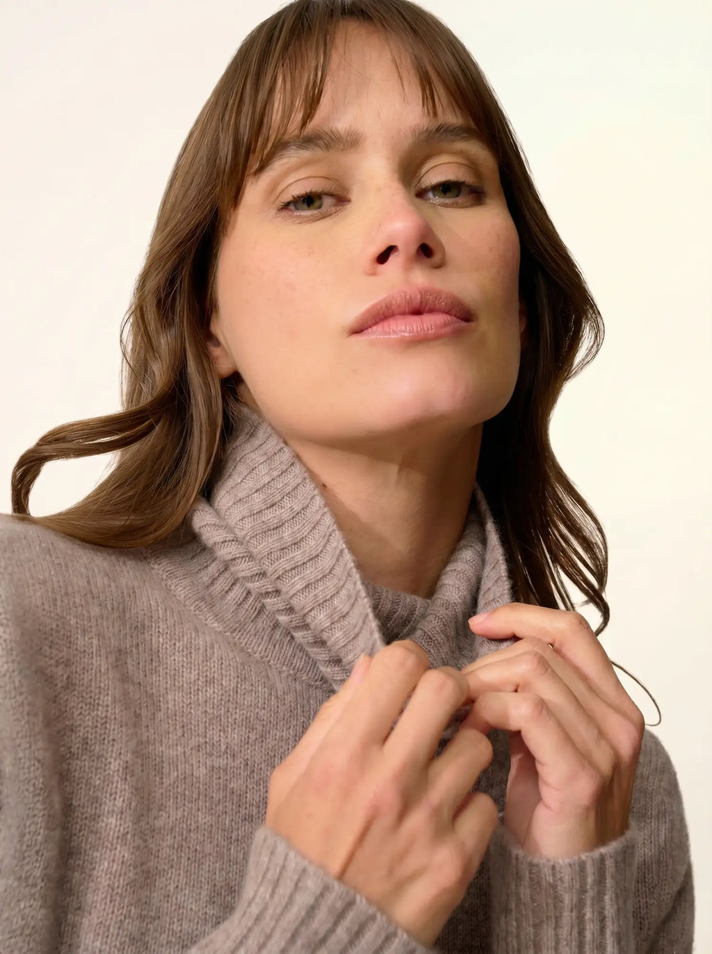 LUCIE pullover rollkragen 4-fädig caribou meliert