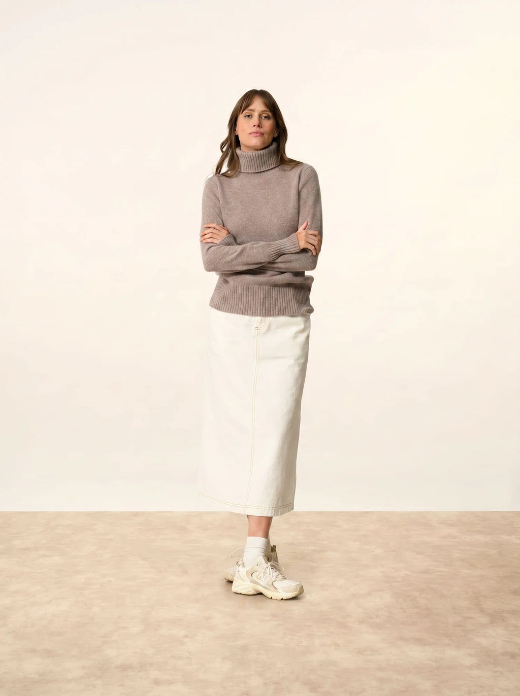 LUCIE pullover rollkragen 4-fädig caribou meliert