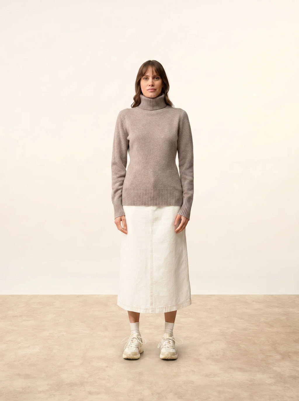 LUCIE pullover rollkragen 4-fädig caribou meliert