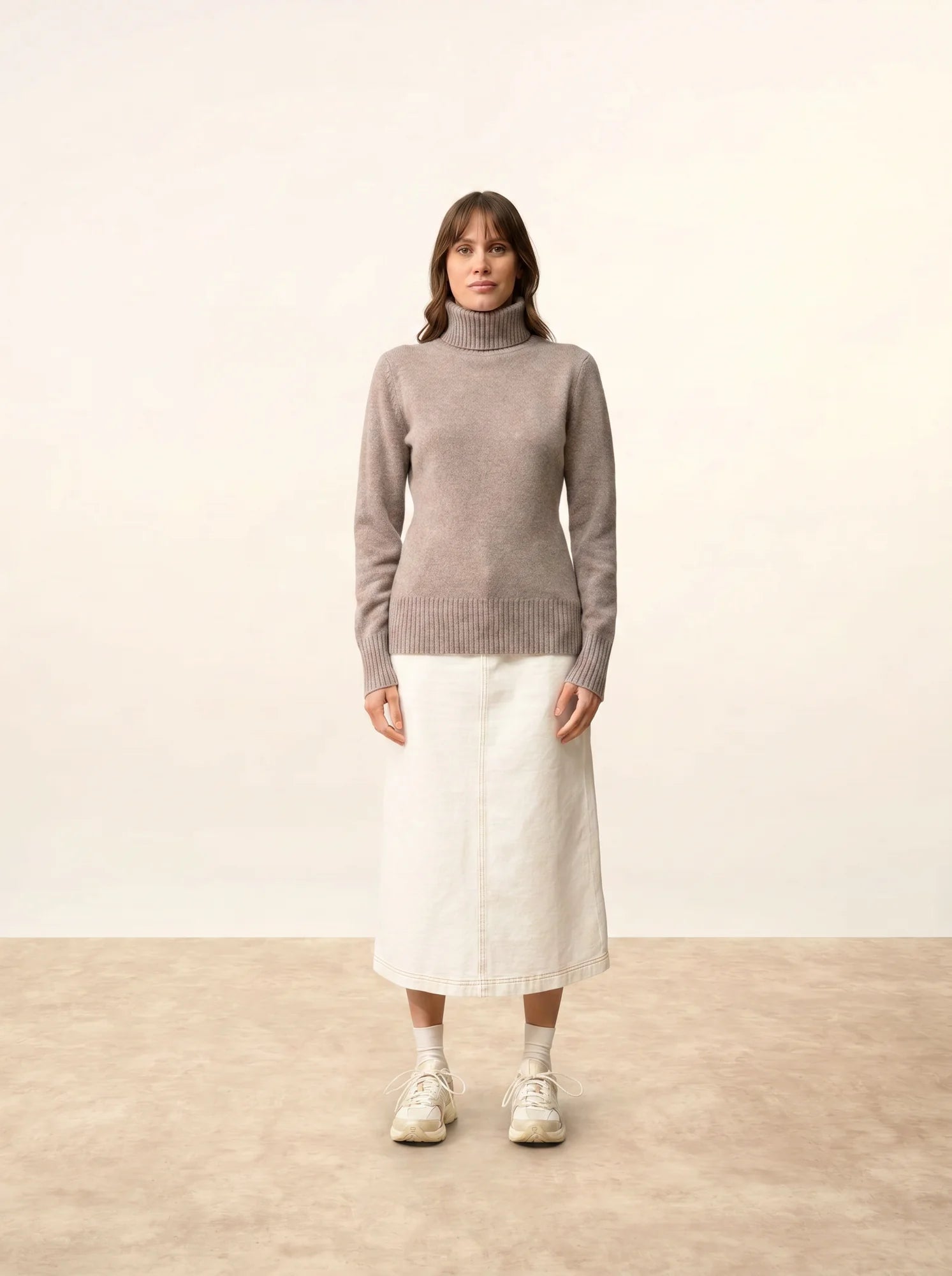 LUCIE pullover rollkragen 4-fädig caribou meliert