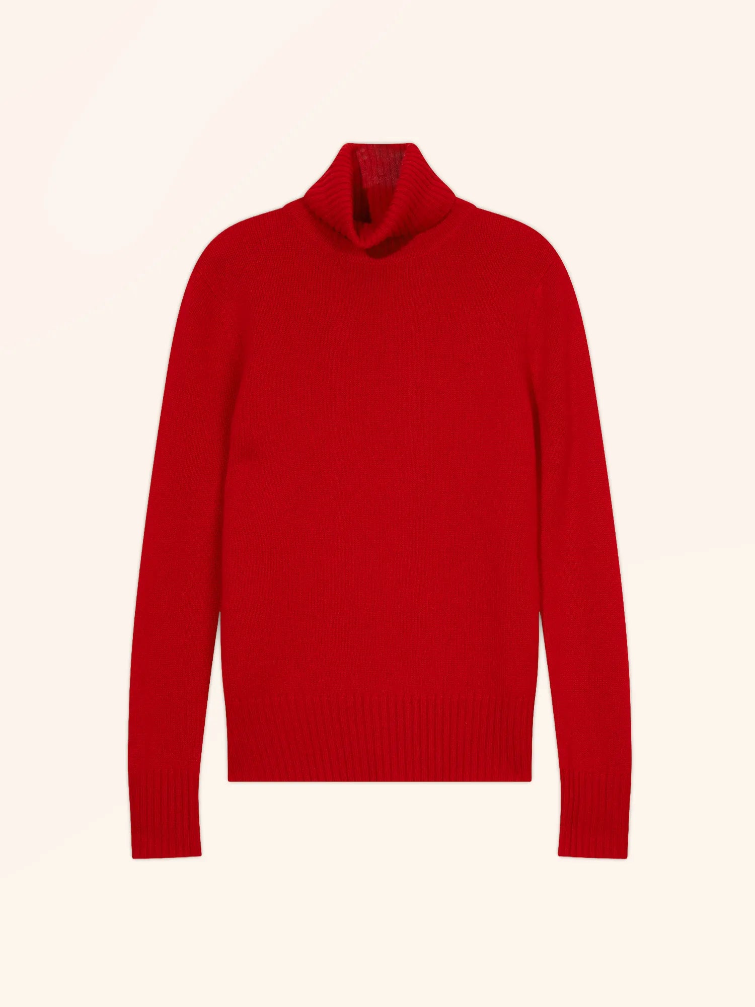 LUCIE pull col roulé 4 fils rouge