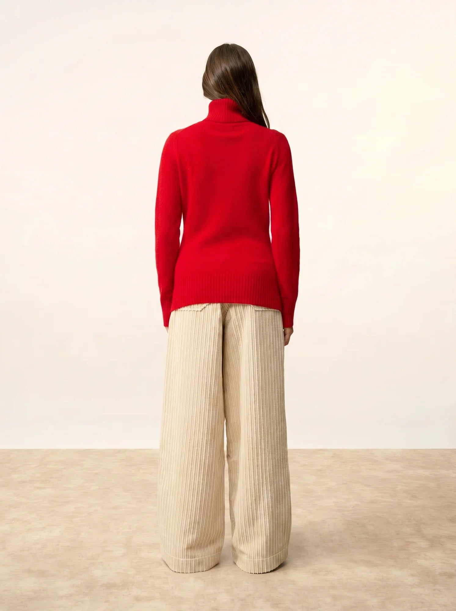LUCIE pull col roulé 4 fils rouge