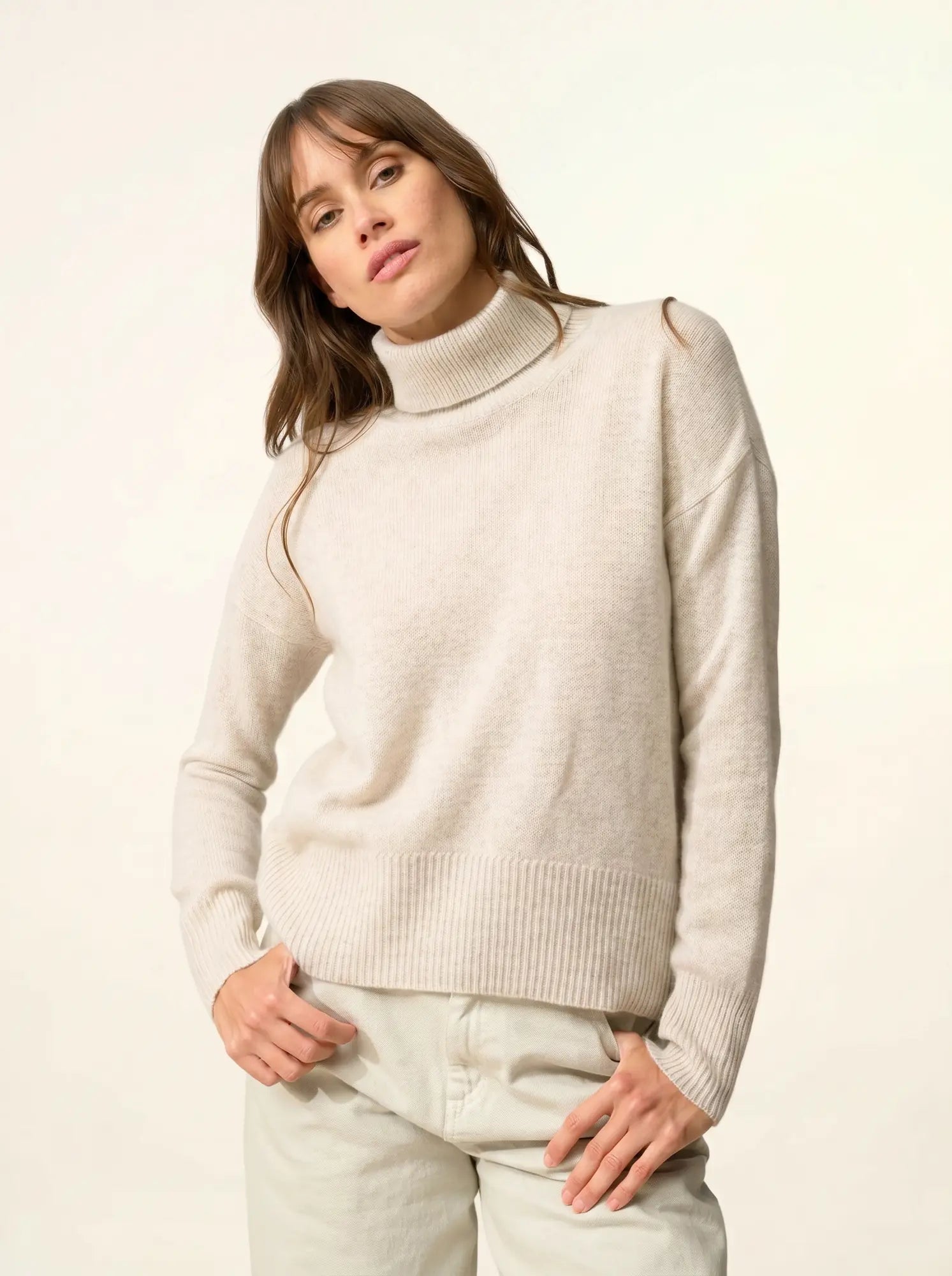 ROMANE pullover rollkragen 4-fädig perlgrau meliert